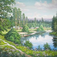 Схема вышивки «сельский пейзаж летом»