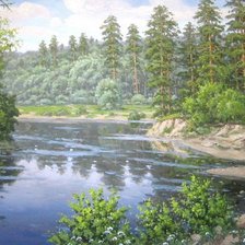 Схема вышивки «летний пейзаж с рекой»