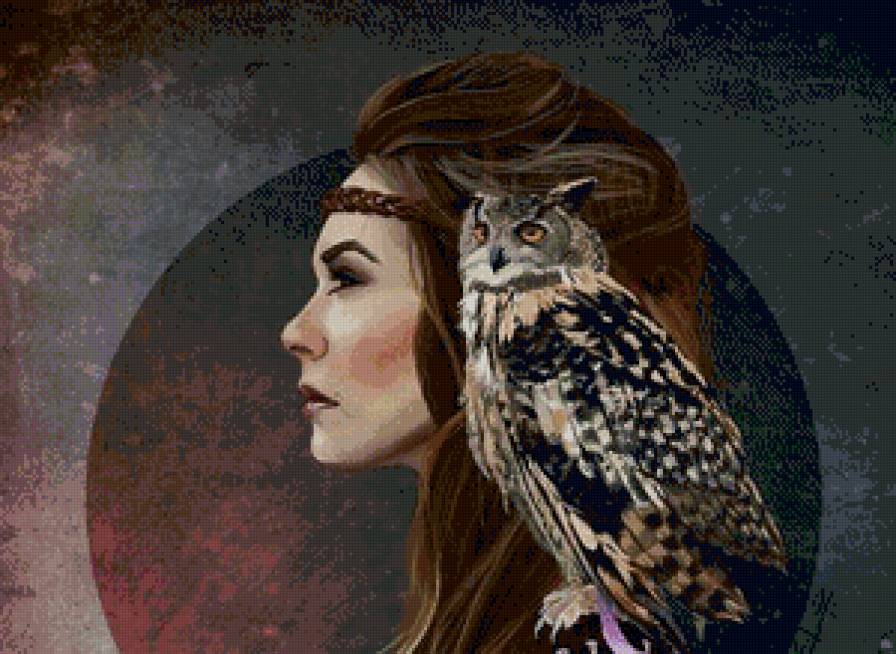 Объединение... - девушка, филин - предпросмотр