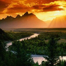 Схема вышивки «Закат в горах»