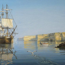 Схема вышивки «вход корабля в порт2»