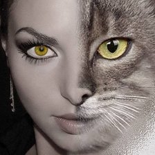 Схема вышивки «женщина-кошка»