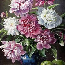 Схема вышивки «Натюрморт пионы и яблоки»