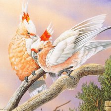 Схема вышивки «пара птиц на ветке»