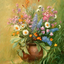 Схема вышивки «полевые цветы в горшке»