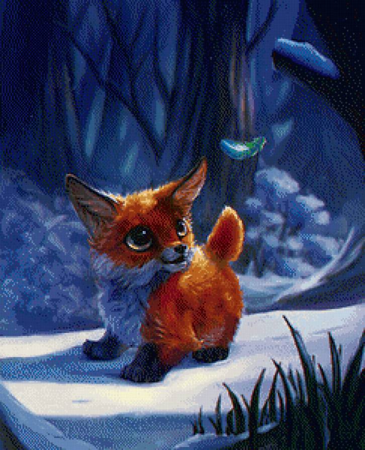 Лисенок - ночь, лисенок, лес - предпросмотр