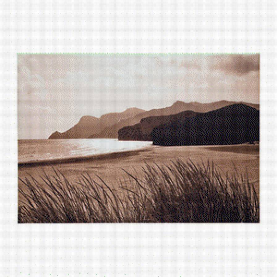 Песчаный берег - берег, вода, уединение, сепия - предпросмотр