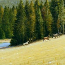 Схема вышивки «лошади пасутся»