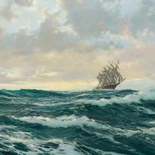 Схема вышивки «пейзаж с парусником»