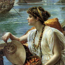 девушка с веером