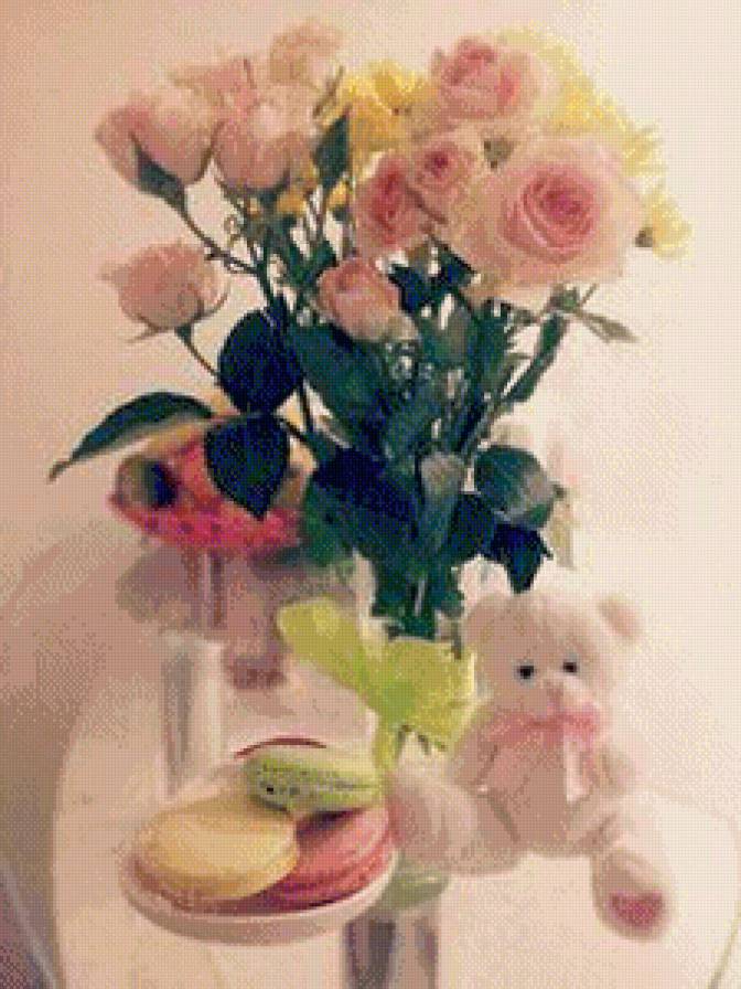 Нежность - сладости, цветы, мишка, игрушка - предпросмотр