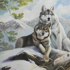 Схема вышивки «волки»