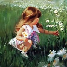 Схема вышивки «Niña con margaritas»