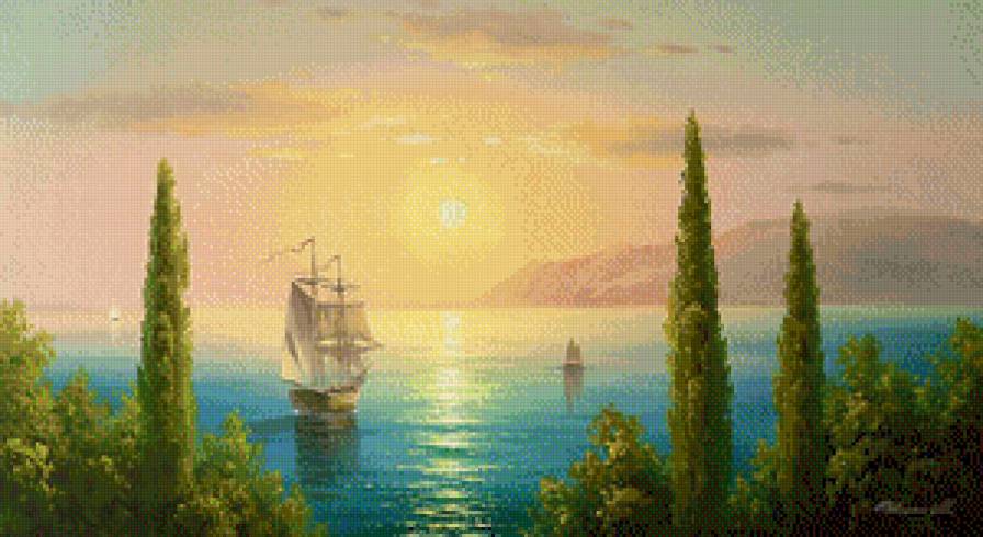 №924214 - крым, пейзаж, корабли, море, горы - предпросмотр