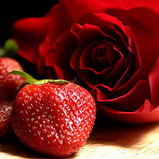 Схема вышивки «Роза с клубникой»