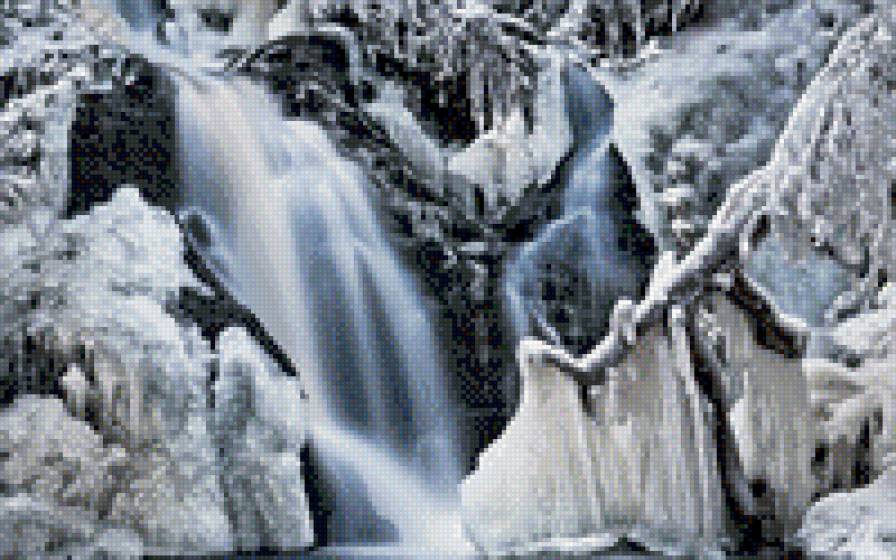 Ледяная красота - сосульки, вода, скалы, природа, лед, водопад - предпросмотр