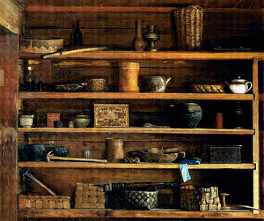 деревенская полка (худ.Николай Анохин) - картина, полка - предпросмотр