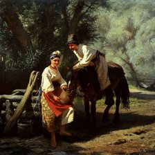 Схема вышивки «сцена у колодца (худ.константин трутовский)»