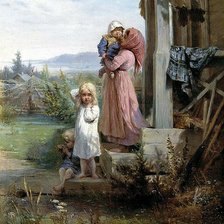 Схема вышивки «утро в деревне (худ.кошелев николай)»