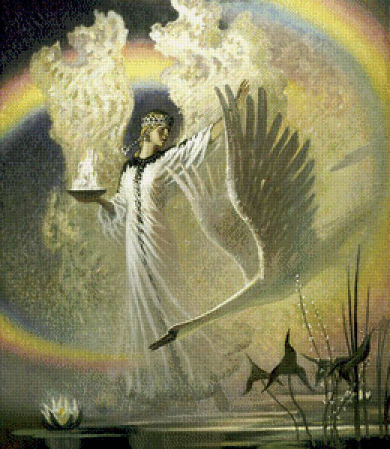 Волшебство (худ.Борис Ольшанский) - лебеди, девушка, волшебство - предпросмотр