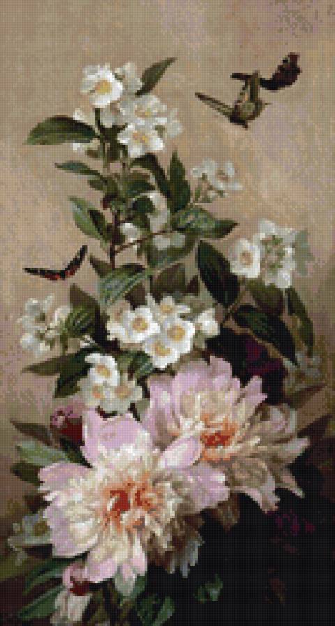 пионы и жасмин - лонгпре - предпросмотр