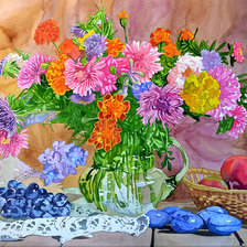 Схема вышивки «яркий акварельный букет в вазе»