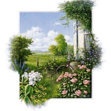 Схема вышивки «деревенский пейзаж»