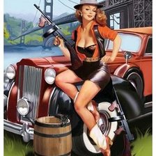 Схема вышивки «Девушка пин ап»