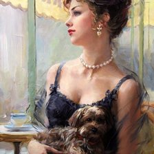 Схема вышивки «Дама с собачкой»