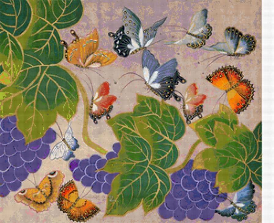 подушка - цветы, подушка, бабочки, салфетка - предпросмотр