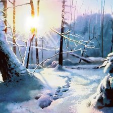 Схема вышивки «закат в зимнем лесу»