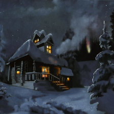 Схема вышивки «ночь у домика лесника»