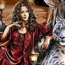 Девушка и белый тигр
