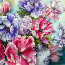 Схема вышивки «разноцветные акварельные маки»