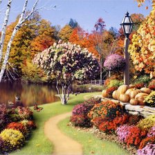 Схема вышивки «сад в осенних цветах»