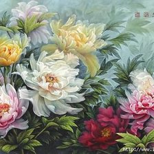 Схема вышивки «Пионы»