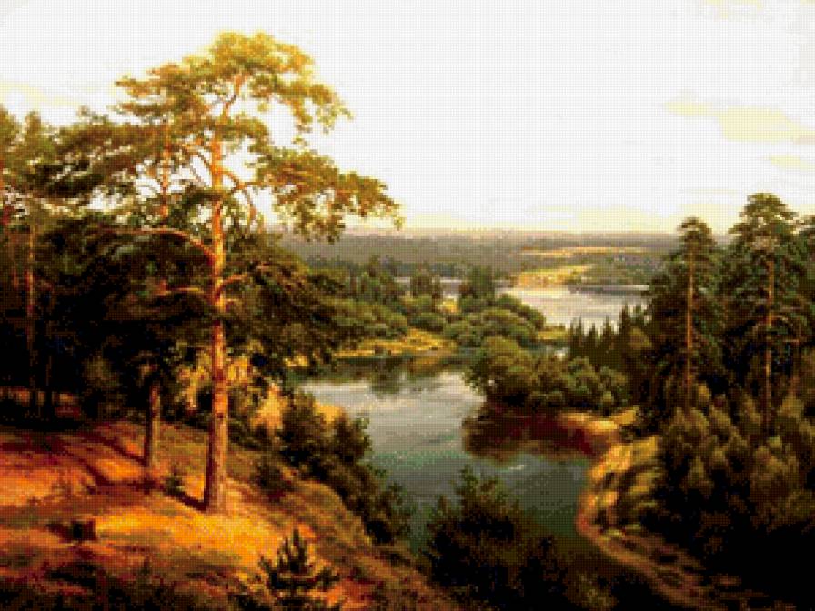 сосновый берег - пейзаж, река, берег - предпросмотр