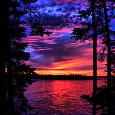 Схема вышивки «Озеро на закате»