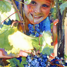 Схема вышивки «девочка и виноград»