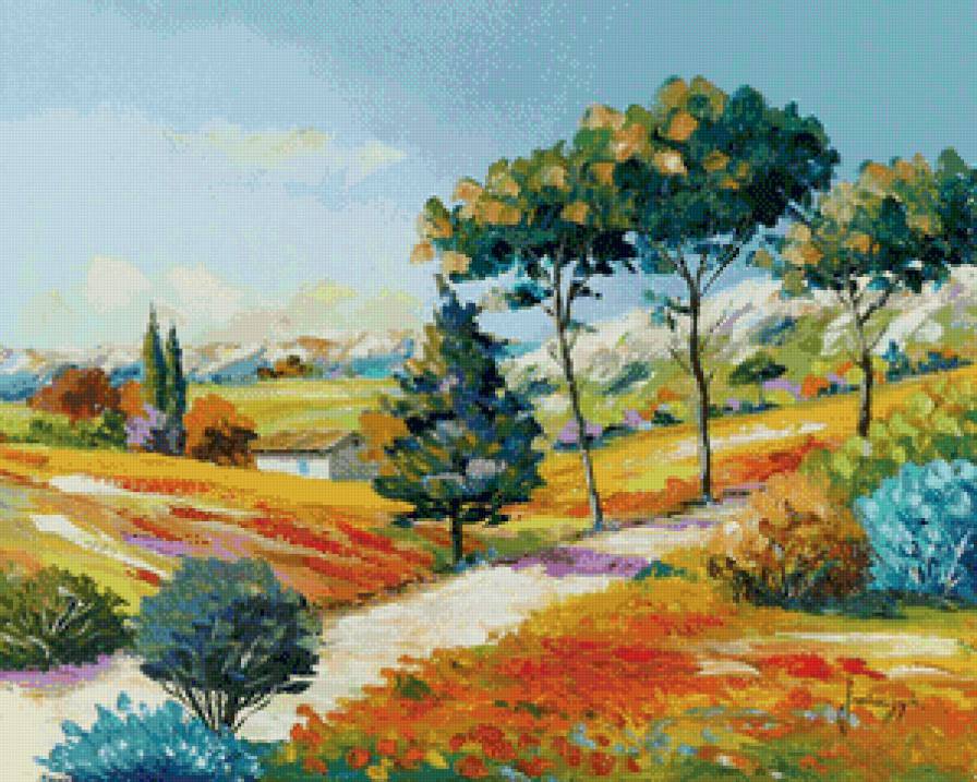 краски юга - краски, живопись, франция, поле, природа, прованс, пейзаж, юг - предпросмотр