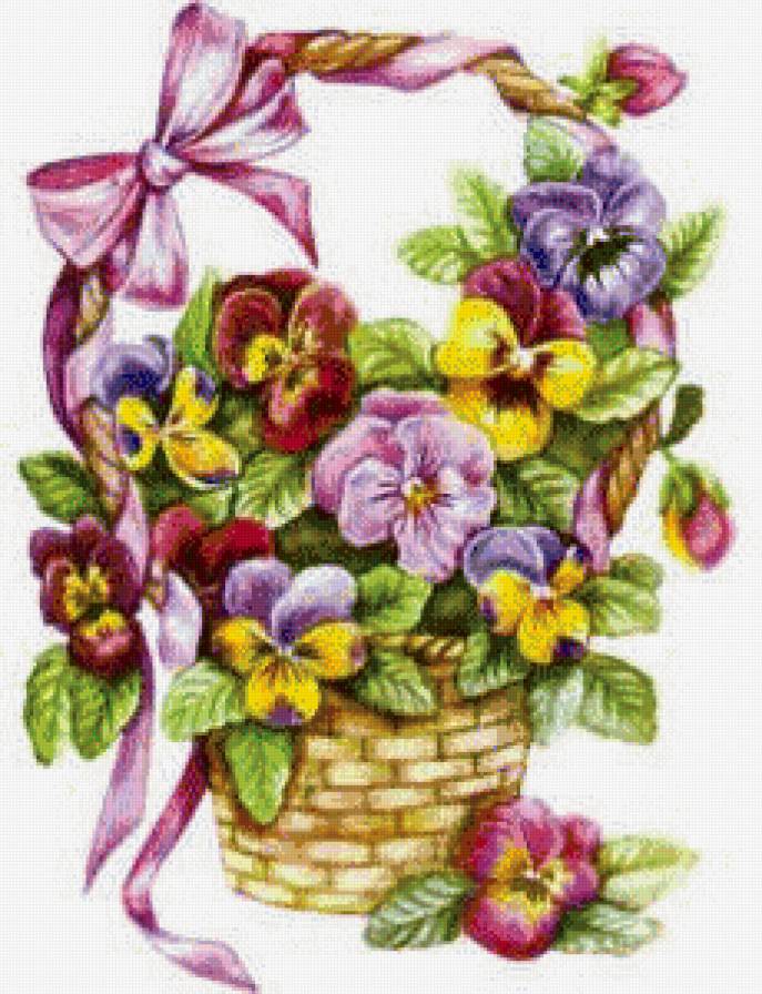 Корзинка "Анютины глазки! - цветы, букеты - предпросмотр