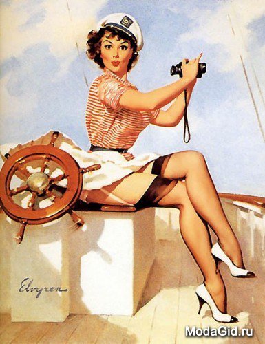 Девушка морячка - pin up, девушка, море, пин ап - оригинал