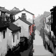 Схема вышивки «Дома на реке»