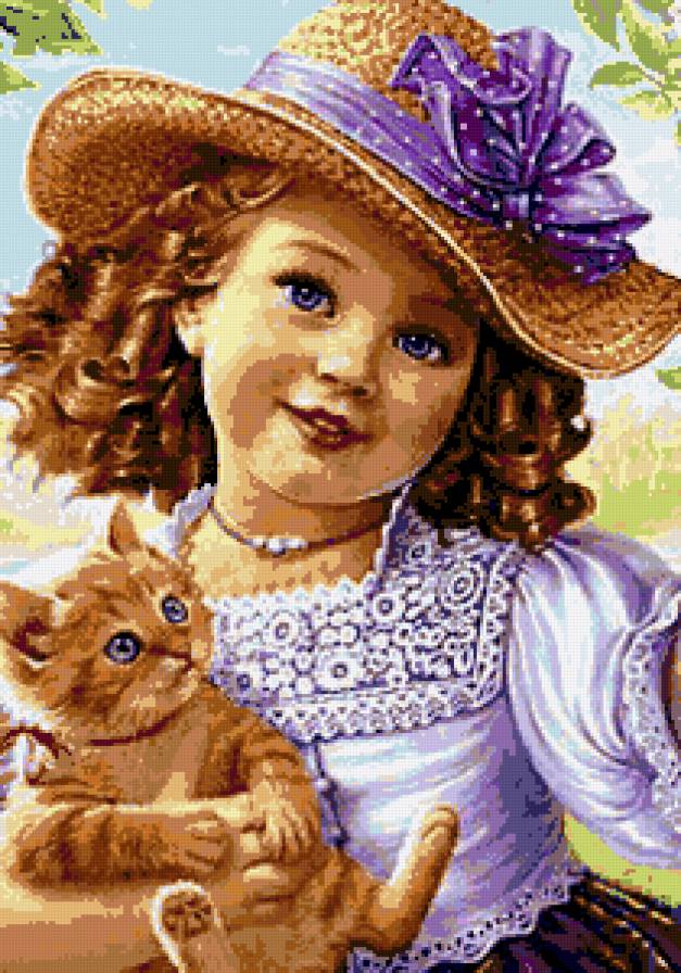 Девочка с котенком - ребенок, котенок, девочка, портрет - предпросмотр