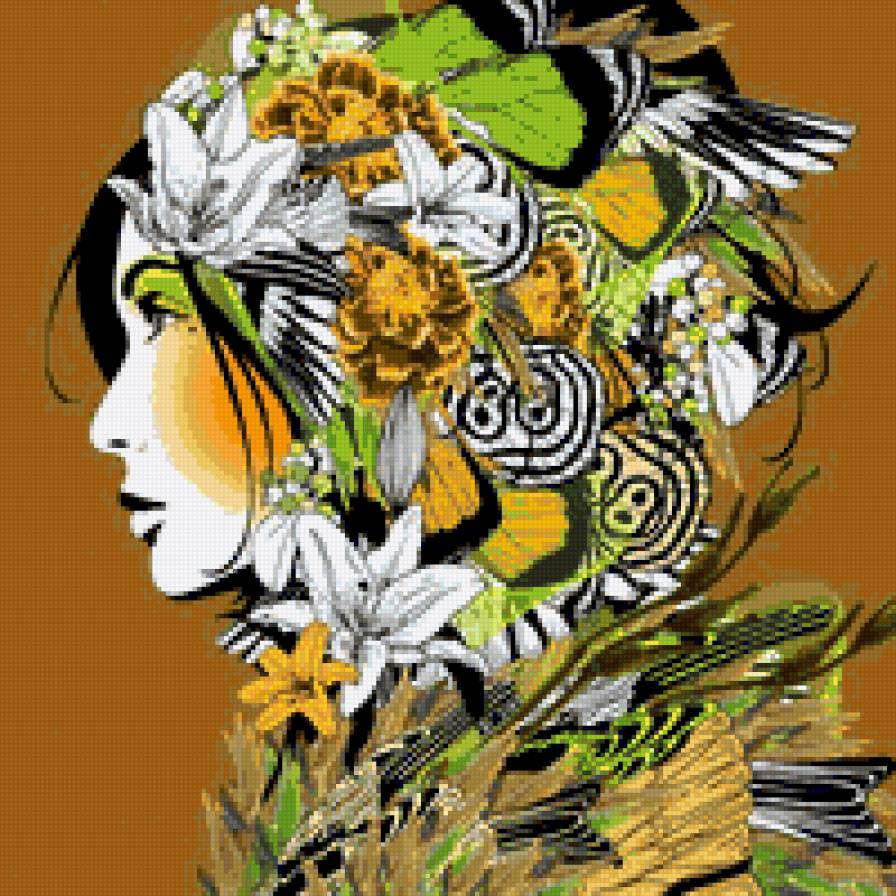 Девушка в цветах - девушка, цветы, marumiyan, фэнтези, лицо - предпросмотр