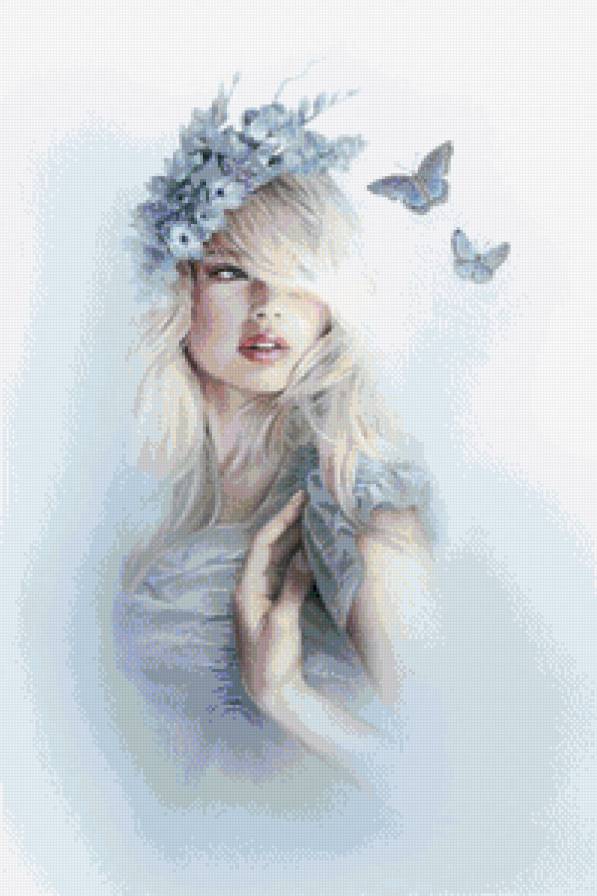 Девушка - бабочки, ешуи танг, фэнтези, девушка, цветы - предпросмотр