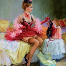 Схема вышивки «дама в чулках»