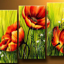 Схема вышивки «Триптих "Маки" общий вид»