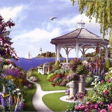 Схема вышивки «беседка у моря»