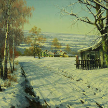 Схема вышивки «зима в деревне»